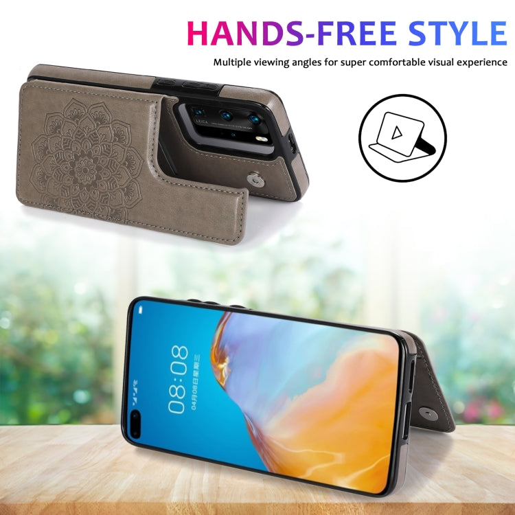 Custodia protettiva in PU + TPU con motivo mandala a doppia fibbia con slot per schede e supporto e cornice per foto, For Huawei P40 Pro, For Huawei P30 Pro, For Huawei P40
