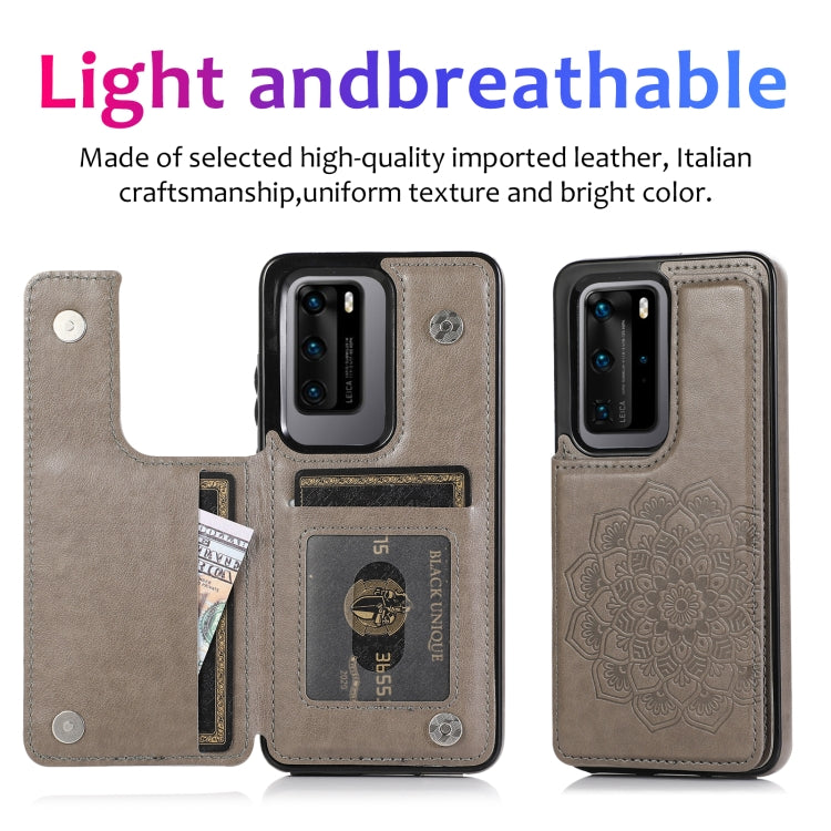 Custodia protettiva in PU + TPU con motivo mandala a doppia fibbia con slot per schede e supporto e cornice per foto, For Huawei P40 Pro, For Huawei P30 Pro, For Huawei P40