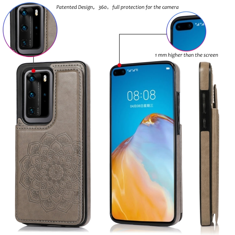 Custodia protettiva in PU + TPU con motivo mandala a doppia fibbia con slot per schede e supporto e cornice per foto, For Huawei P40 Pro, For Huawei P30 Pro, For Huawei P40