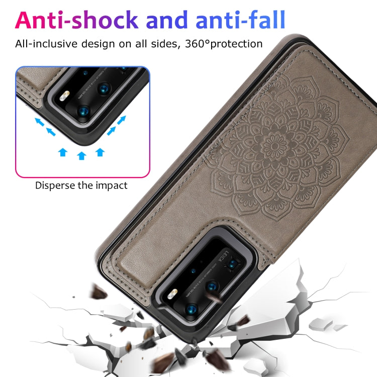 Custodia protettiva in PU + TPU con motivo mandala a doppia fibbia con slot per schede e supporto e cornice per foto, For Huawei P40 Pro, For Huawei P30 Pro, For Huawei P40