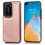 Custodia protettiva in PU + TPU con motivo mandala a doppia fibbia con slot per schede e supporto e cornice per foto, For Huawei P40 Pro, For Huawei P30 Pro, For Huawei P40