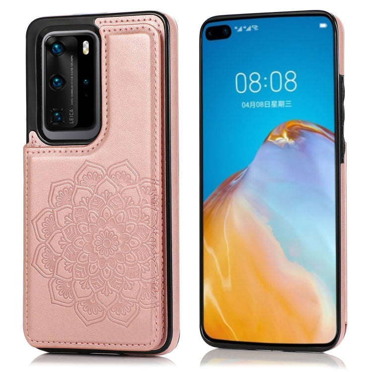Custodia protettiva in PU + TPU con motivo mandala a doppia fibbia con slot per schede e supporto e cornice per foto, For Huawei P40 Pro, For Huawei P30 Pro, For Huawei P40