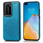 Custodia protettiva in PU + TPU con motivo mandala a doppia fibbia con slot per schede e supporto e cornice per foto, For Huawei P40 Pro, For Huawei P30 Pro, For Huawei P40