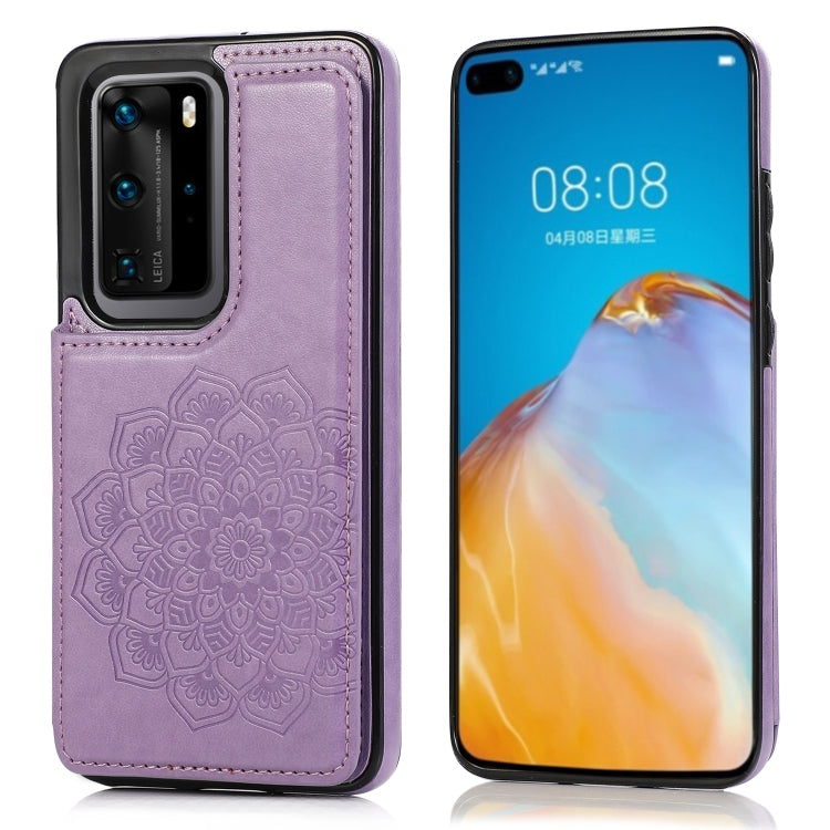 Custodia protettiva in PU + TPU con motivo mandala a doppia fibbia con slot per schede e supporto e cornice per foto, For Huawei P40 Pro, For Huawei P30 Pro, For Huawei P40