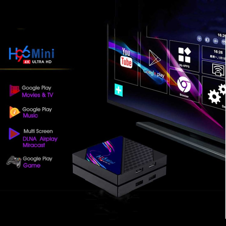 H96 Mini V8 4K Smart TV Box con telecomando, Android 10.0, RK3228A Quad-core Cortex-A7, 2GB+16GB, TikTok integrato, supporto DLNA / HDMI / USBx2 / 2.4G WIFI, EU Plug, US Plug, UK Plug, AU Plug