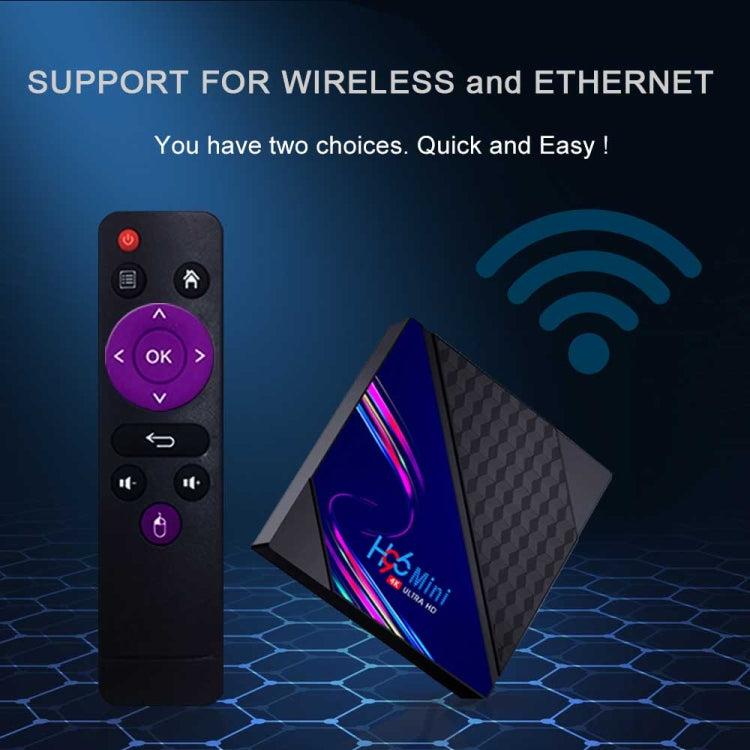 H96 Mini V8 4K Smart TV Box con telecomando, Android 10.0, RK3228A Quad-core Cortex-A7, 2GB+16GB, TikTok integrato, supporto DLNA / HDMI / USBx2 / 2.4G WIFI, EU Plug, US Plug, UK Plug, AU Plug