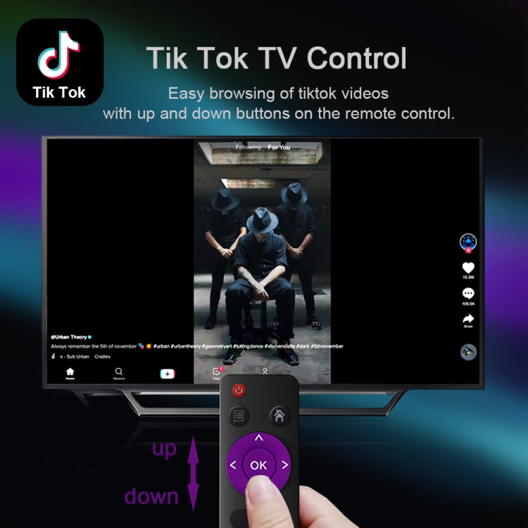 H96 Mini V8 4K Smart TV Box con telecomando, Android 10.0, RK3228A Quad-core Cortex-A7, 2GB+16GB, TikTok integrato, supporto DLNA / HDMI / USBx2 / 2.4G WIFI, EU Plug, US Plug, UK Plug, AU Plug