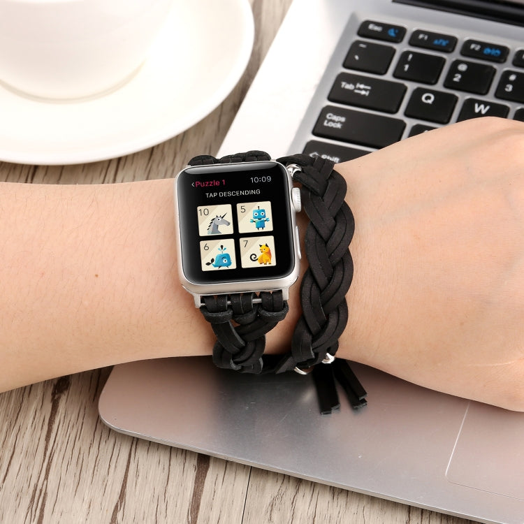 Cinturino in pelle intrecciata a mano per Apple Watch Series 6 e SE e 5 e 4 40 mm / 3 e 2 e 1 38 mm, For Apple Watch Series 8&7 41mm / SE 2&6&SE&5&4 40mm / 3&2&1 38mm, For Apple Watch Series 7 41mm / 6 & SE & 5 & 4 40mm / 3 & 2 & 1 38mm