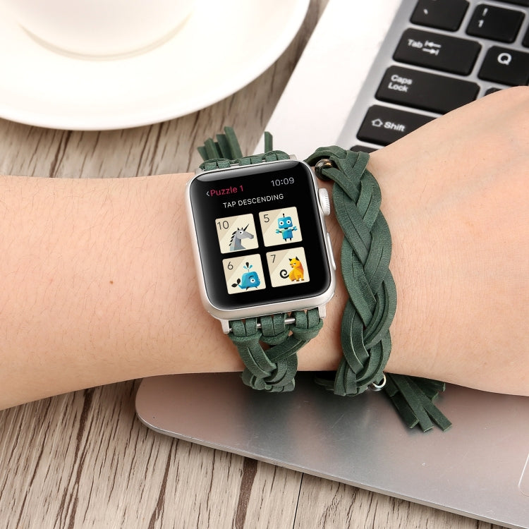 Cinturino in pelle intrecciata a mano per Apple Watch Series 6 e SE e 5 e 4 44 mm / 3 e 2 e 1 42 mm, For Apple Watch Ultra 49mm / Series 8&7 45mm / SE 2&6&SE&5&4 44mm / 3&2&1 42mm, For Apple Watch Series 7 45mm / 6 & SE & 5 & 4 44mm / 3 & 2 & 1 42mm