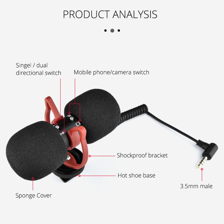 Microfono di registrazione bidirezionale per telefono cellulare con fotocamera SLR YELANGU MIC11, MIC11