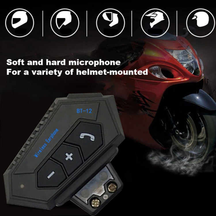 BT12 Motorcycle Helmet Bluetooth Headset Motorcycle Intercom Bluetooth Headset, BT12