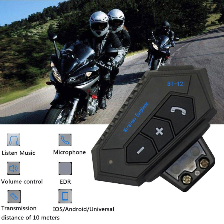 BT12 Motorcycle Helmet Bluetooth Headset Motorcycle Intercom Bluetooth Headset, BT12