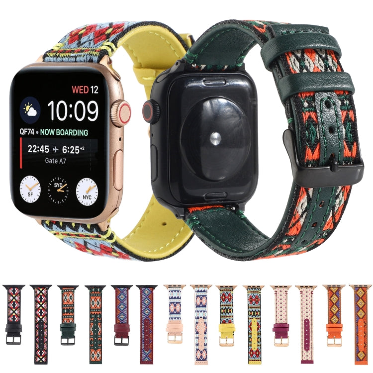 Cinturino in pelle etnica per Apple Watch Series 6 & SE & 5 & 4 44mm / 3 & 2 & 1 42mm, For Apple Watch Series 7 45mm / 6 & SE & 5 & 4 44mm / 3 & 2 & 1 42mm