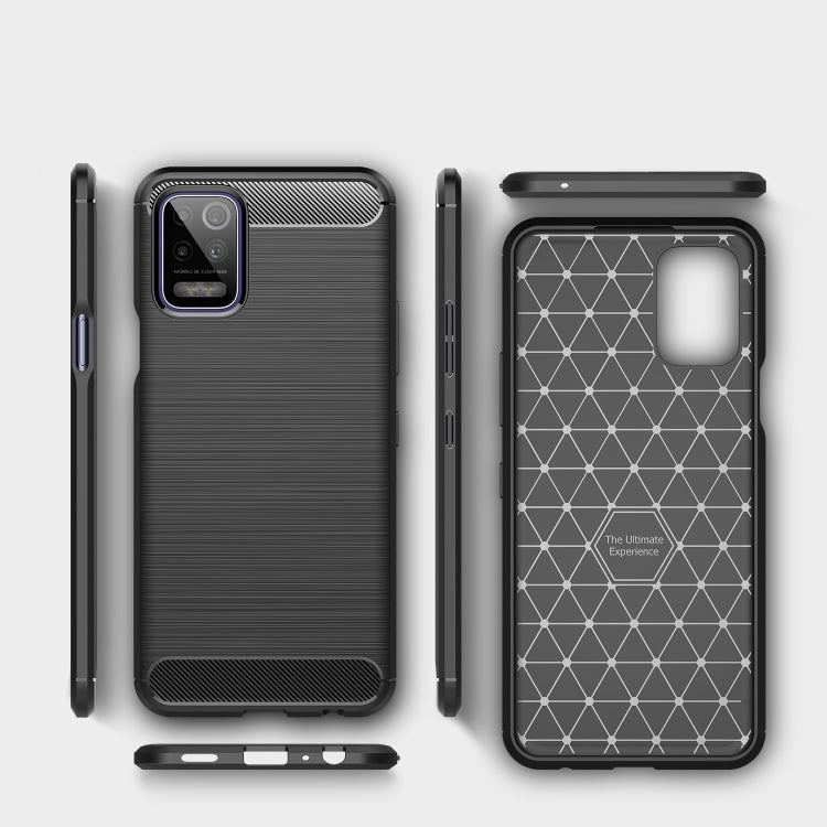 Custodia in TPU in fibra di carbonio con trama spazzolata, For LG K42, For LG K52, For LG K92 5G