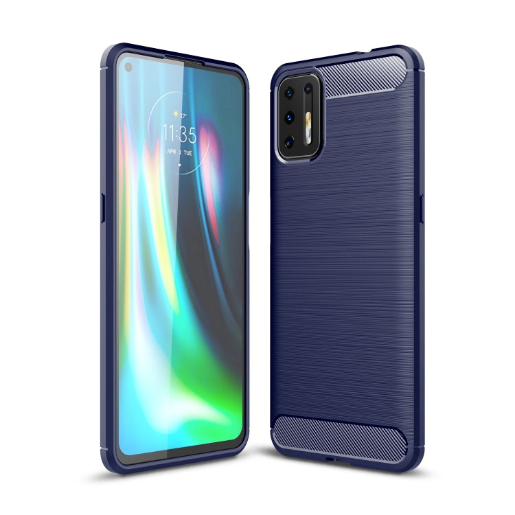 Custodia in TPU in fibra di carbonio con trama spazzolata, For Motorola Moto G9 Plus, For Motorola One Fusion