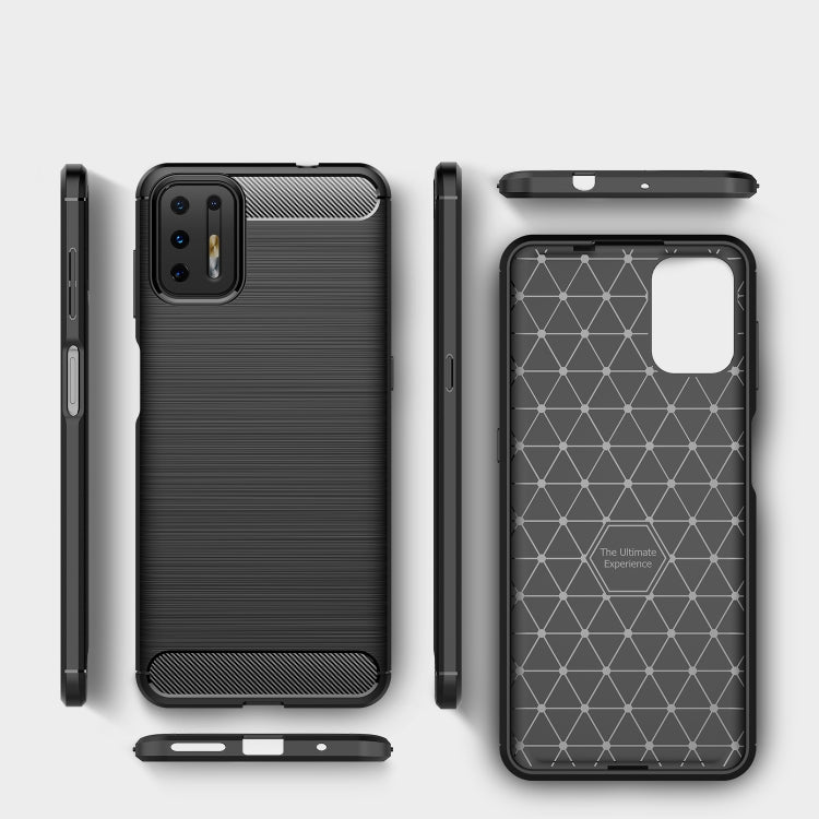 Custodia in TPU in fibra di carbonio con trama spazzolata, For Motorola Moto G9 Plus, For Motorola One Fusion