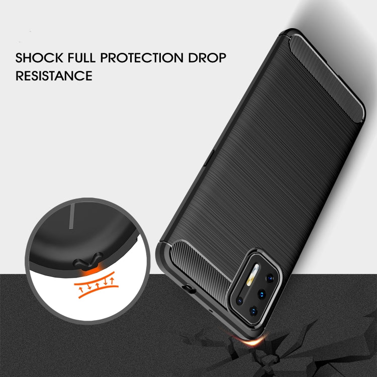 Custodia in TPU in fibra di carbonio con trama spazzolata, For Motorola Moto G9 Plus, For Motorola One Fusion