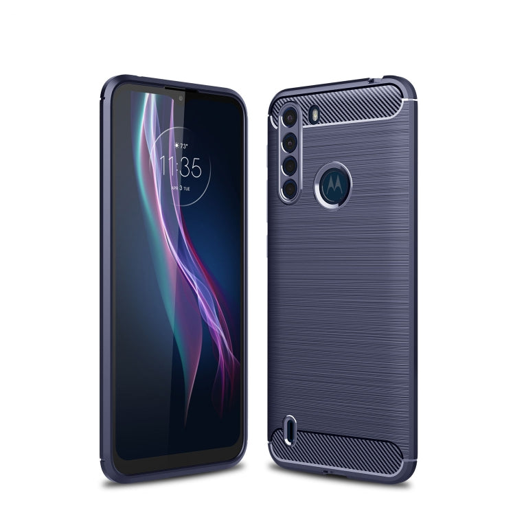 Custodia in TPU in fibra di carbonio con trama spazzolata, For Motorola Moto G9 Plus, For Motorola One Fusion