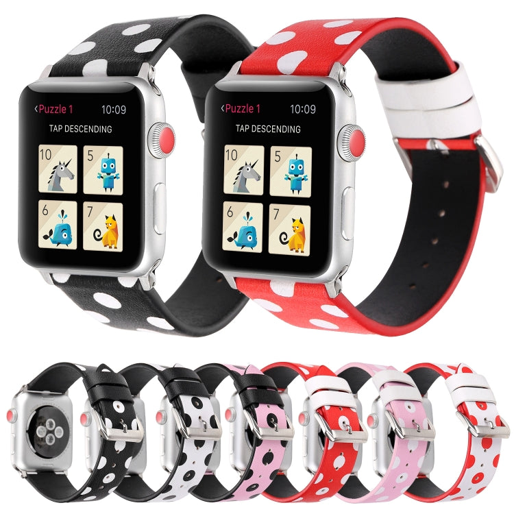 Cinturini di ricambio in pelle serie Fashion Wave Dot per Apple Watch Series 6 e SE e 5 e 4 40 mm / 3 e 2 e 1 38 mm, For Apple Watch Series 8&7 41mm / SE 2&6&SE&5&4 40mm / 3&2&1 38mm