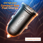 ROCK H11 4.8A 24W Mini Caricabatteria da Auto Dual USB, H11