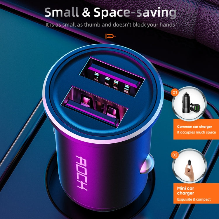 ROCK H11 4.8A 24W Mini Caricabatteria da Auto Dual USB, H11