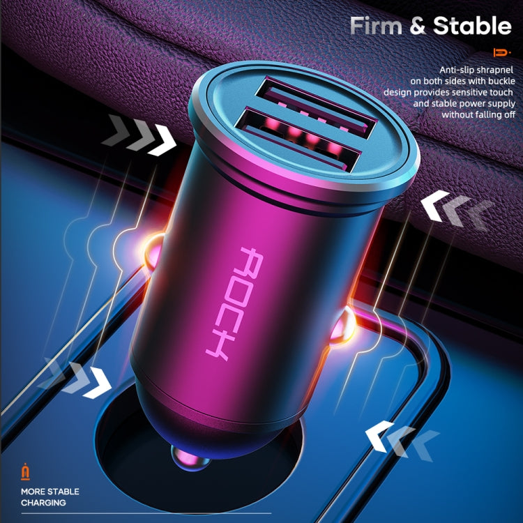 ROCK H11 4.8A 24W Mini Caricabatteria da Auto Dual USB, H11