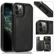 Farfalle fiori doppia fibbia PU + custodia protettiva in TPU con supporto e slot per schede e cornice per foto, For iPhone 12 Pro Max