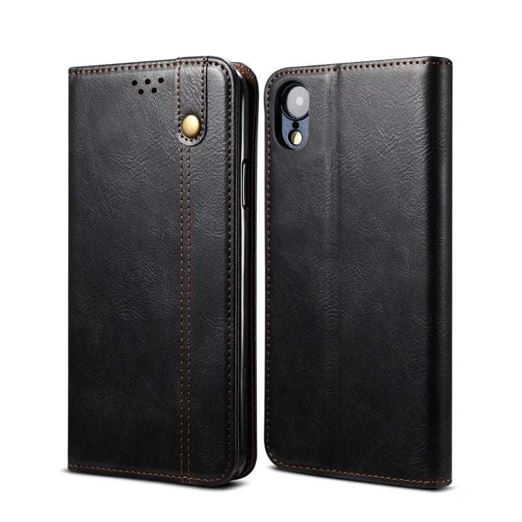 Semplice custodia in pelle a vibrazione orizzontale con trama di cavallo pazzo cerato con slot per schede e portafoglio, For iPhone XR, For iPhone XS / X, For iPhone XS Max
