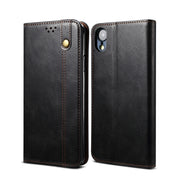 Semplice custodia in pelle a vibrazione orizzontale con trama di cavallo pazzo cerato con slot per schede e portafoglio, For iPhone XR, For iPhone XS / X, For iPhone XS Max