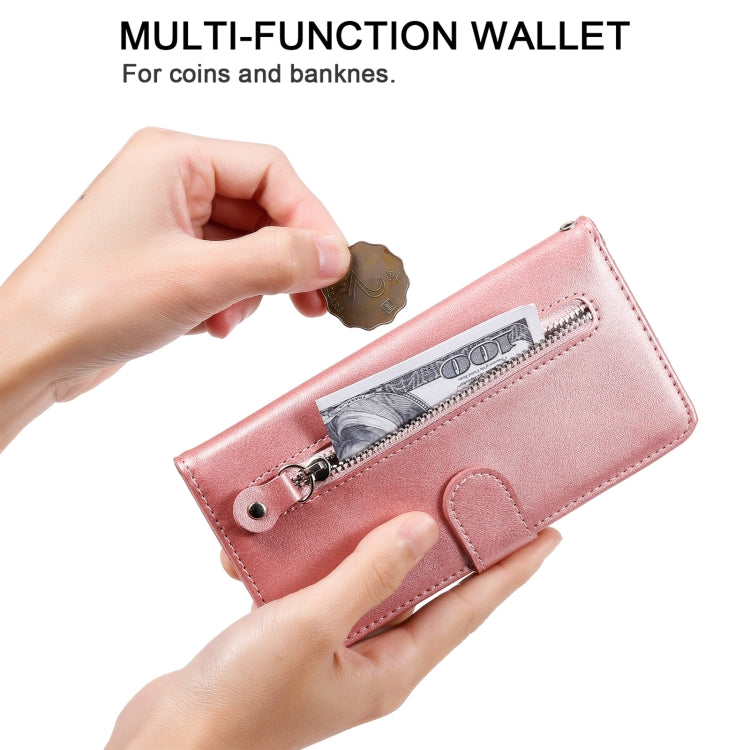 Custodia portafoglio in pelle con zip per smartphone compatibili