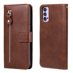 Custodia portafoglio in pelle con zip per smartphone compatibili