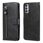 Custodia portafoglio in pelle con zip per smartphone compatibili