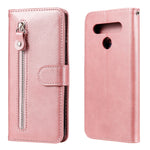 Custodia portafoglio in pelle con zip per smartphone compatibili