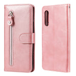 Custodia portafoglio in pelle con zip per smartphone compatibili