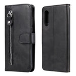 Custodia portafoglio in pelle con zip per smartphone compatibili