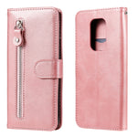Custodia portafoglio in pelle con zip per smartphone compatibili
