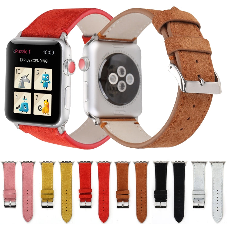 Cinturino in vera pelle smerigliata per Apple Watch Series 6 e SE e 5 e 4 40 mm / 3 e 2 e 1 38 mm, For Apple Watch Series 7 41mm / 6 & SE & 5 & 4 40mm / 3 & 2 & 1 38mm