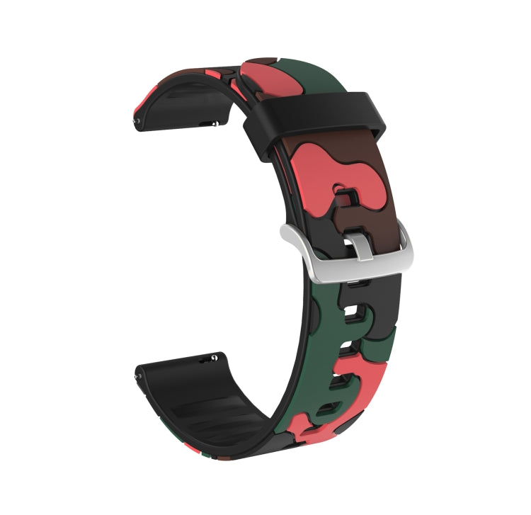 Cinturino da polso di ricambio in silicone mimetico con fibbia in argento, 20mm For Samsung Galaxy Watch 3 41mm, 22mm For Samsung Galaxy Watch 3 45mm, 20mm For Samsung Galaxy Watch Active2 44mm, 20mm For Huawei Watch GT 2 42mm                          ...