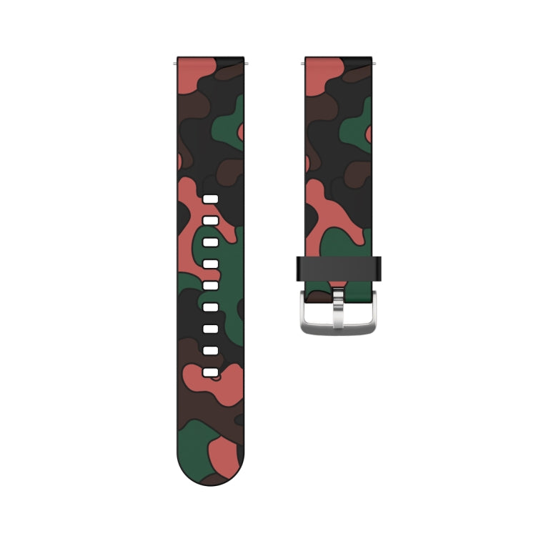 Cinturino da polso di ricambio in silicone mimetico con fibbia in argento, 20mm For Samsung Galaxy Watch 3 41mm, 22mm For Samsung Galaxy Watch 3 45mm, 20mm For Samsung Galaxy Watch Active2 44mm, 20mm For Huawei Watch GT 2 42mm                          ...