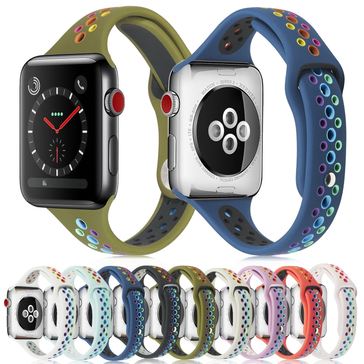 Cinturino in silicone arcobaleno per Apple Watch Series 6 e SE e 5 e 4 40 mm / 3 e 2 e 1 38 mm, For Apple Watch Series 8&7 41mm / SE 2&6&SE&5&4 40mm / 3&2&1 38mm, For Apple Watch Series 7 41mm / 6 & SE & 5 & 4 40mm / 3 & 2 & 1 38mm
