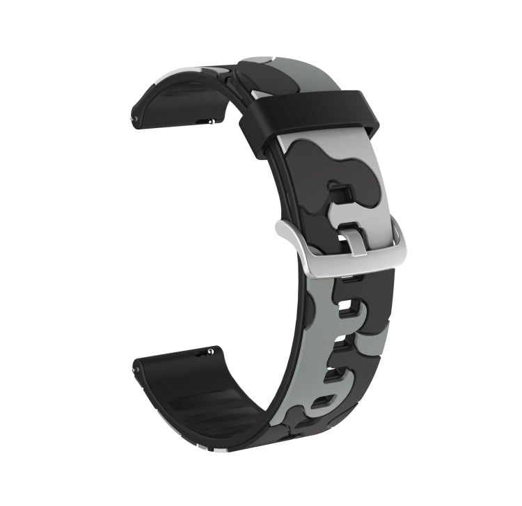 Cinturino da polso di ricambio in silicone mimetico con fibbia in argento, 20mm For Amazfit GTR 2 / GTR 42mm, 20mm For Amazfit GTR 42mm, 20mm For Amazfit GTS / GTS 2, 20mm For Amazfit Pop, 22mm For Amazfit Smart Sport Watch
