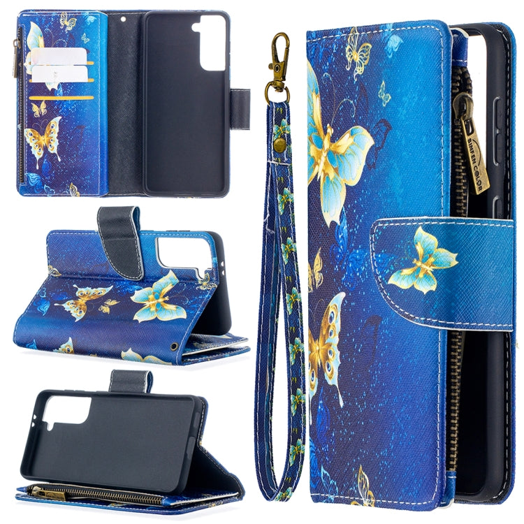 Custodia portafoglio in pelle con cerniera per Samsung Galaxy S21