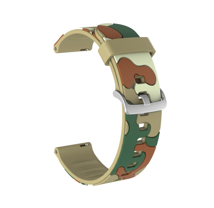 Cinturino da polso di ricambio in silicone mimetico con fibbia in argento, 20mm For Fossil Gen 5 Carlyle, 20mm For Fossil Hybrid Smartwatch HR, 20mm For Fossil Mens Gen 4 Explorist HR, 20mm For Fossil Mens Sport