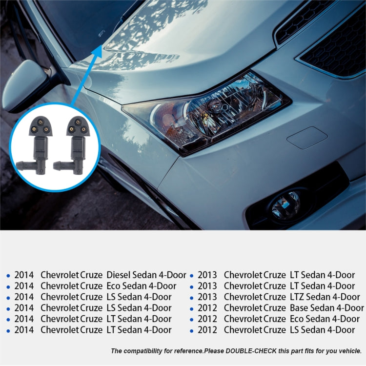 Ugello di spruzzo d'acqua a getto d'acqua per tergicristallo anteriore da 2 pezzi 94556605 per Chevrolet Cruze 2009-2014, For Chevrolet Cruze 2009-2014
