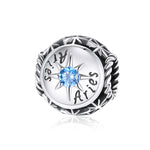 S925 Sterling Silver Dodici Constellation Zircon Beads Bracciale fai da te Collana Accessori, Aries, Taurus, Gemini, Cancer, Leo, Virgo, Libra, Scorpio, Sagittarius, Capricorn, Aquarius, Pisces
