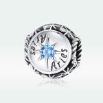 S925 Sterling Silver Dodici Constellation Zircon Beads Bracciale fai da te Collana Accessori, Aries, Taurus, Gemini, Cancer, Leo, Virgo, Libra, Scorpio, Sagittarius, Capricorn, Aquarius, Pisces