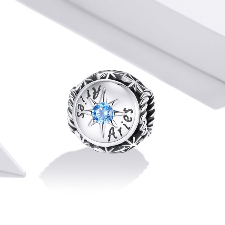 S925 Sterling Silver Dodici Constellation Zircon Beads Bracciale fai da te Collana Accessori, Aries, Taurus, Gemini, Cancer, Leo, Virgo, Libra, Scorpio, Sagittarius, Capricorn, Aquarius, Pisces