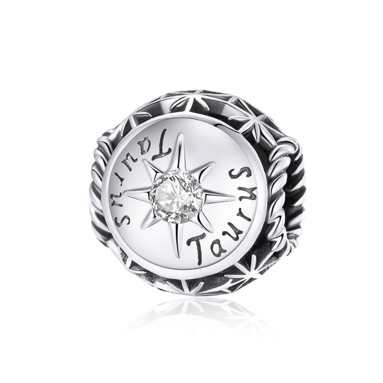S925 Sterling Silver Dodici Constellation Zircon Beads Bracciale fai da te Collana Accessori, Aries, Taurus, Gemini, Cancer, Leo, Virgo, Libra, Scorpio, Sagittarius, Capricorn, Aquarius, Pisces