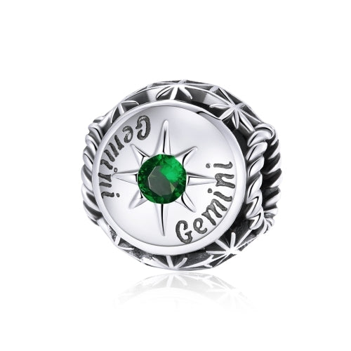 S925 Sterling Silver Dodici Constellation Zircon Beads Bracciale fai da te Collana Accessori, Aries, Taurus, Gemini, Cancer, Leo, Virgo, Libra, Scorpio, Sagittarius, Capricorn, Aquarius, Pisces