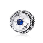 S925 Sterling Silver Dodici Constellation Zircon Beads Bracciale fai da te Collana Accessori, Aries, Taurus, Gemini, Cancer, Leo, Virgo, Libra, Scorpio, Sagittarius, Capricorn, Aquarius, Pisces